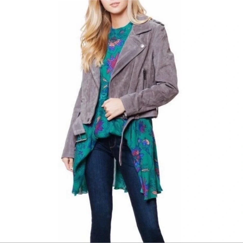 Free People Teal and Purple Floral She Moves Oversized Sleeveless Mini Chemise - Picture 6 of 15